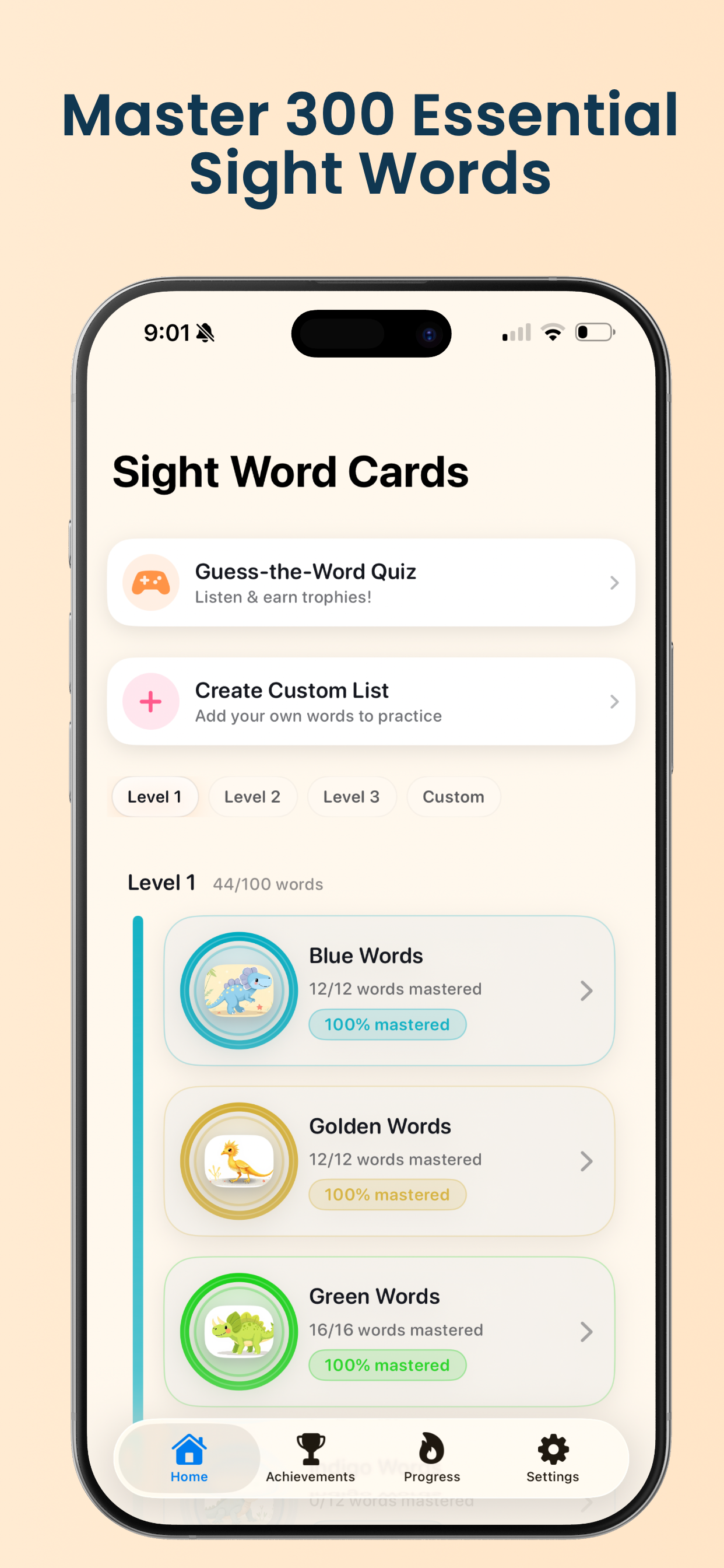Sight Word Cards — flashcard study view